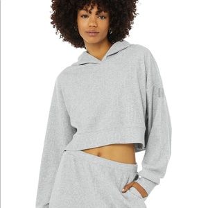ALO Yoga Muse Crop Hoodie, Gray, S